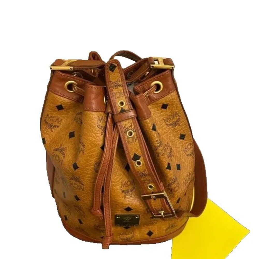 MCM Dessau Visetos Coated Canvas Drawstring Bucket Bag MINT $1,150 - Picture 3 of 7